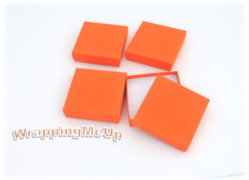 50 Pack -3.5” x 3.5” x 1” Orange Calypso, Cotton Filled, Jewelry / Gift Boxes