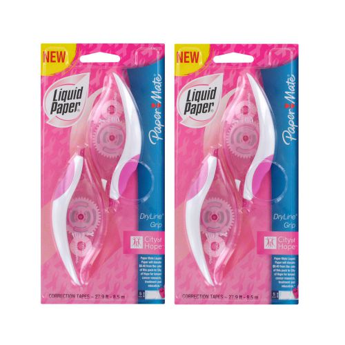 Liquid Paper Breast Cancer Awareness DryLine Grip Correction Tape, 2 Packs of 2