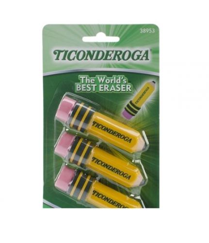 Dixon Ticonderoga Pencil Shaped Erasers 3 Pack Exceptional Quality for Smudge