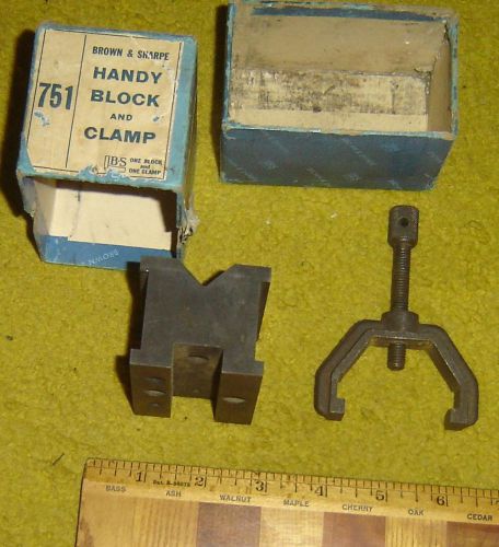 BROWN &amp; SHARP mod 751  V BLOCK WITH HOLD DOWN CLAMP LOOKS TO BE UN-USED in BOX