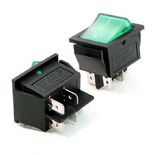 2 pcs green illuminated light on/off boat rocker switch ac 10a 250v/20a 125v for sale