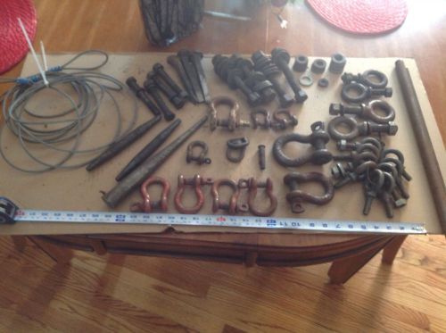 Huge lot Vintage Construction Ironworker Tools Crosby Shackles, iron bobs