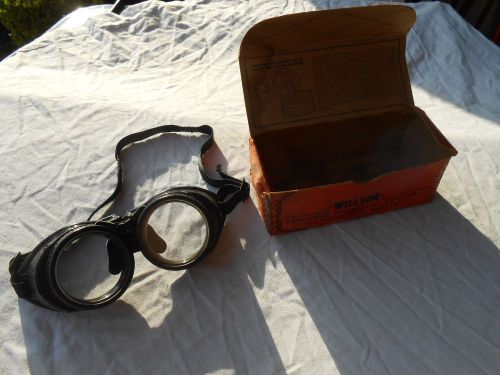 Vintage Wilson Steampunk Goggles Motorcycle Riding Industrial Welding With Box