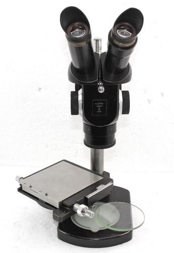 Aus jena vintage stereo microscope with double object tables for sale