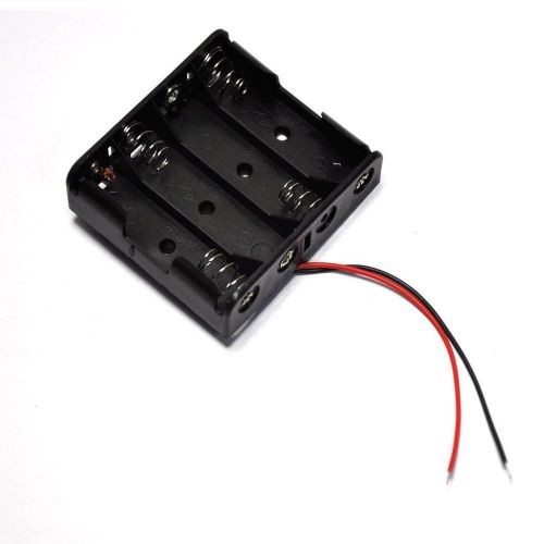 Plastic Battery Storage Case Box Holder For 4xAA 4 X AA 6.0V 2A wire leads