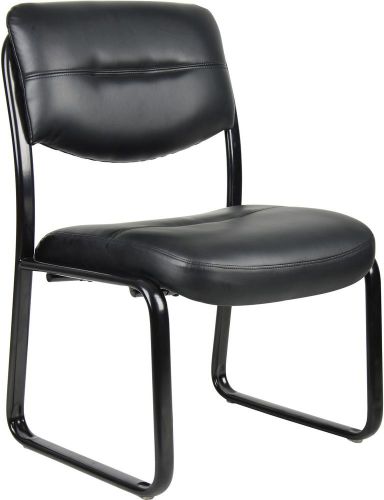Plus Bonded Leather Steel Upholstered Guest Chair Home Office Supplies Black