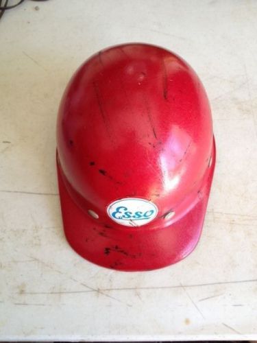 Vintage Red SuperGlas Fiber Metal Construction Hard Hat Esso Oil Sticker
