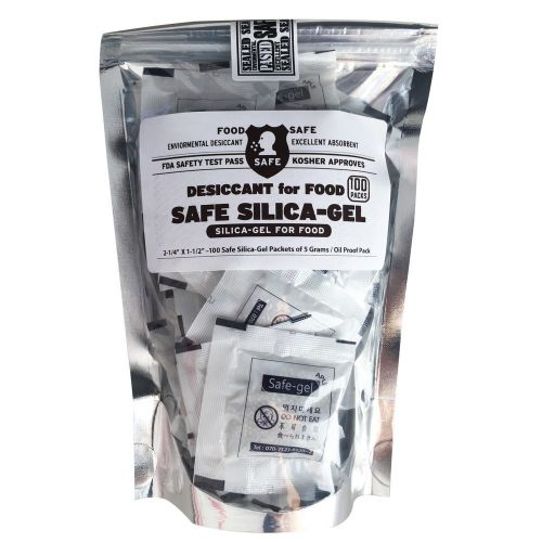 5 Gram X 100- Silica Gel for FOOD Safe Desiccant Non Toxic Safe-Gel FDA Approved