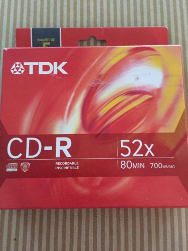 4 TDK CD-R Sealed WITH Case Writable Recordable Red 52X/700MB/80MIN