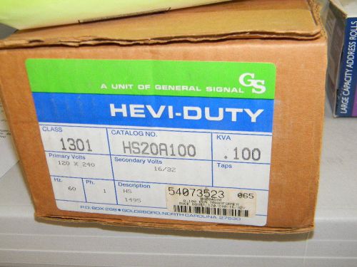 Hevi-Duty Buck Boost HS20A100 Primary Volts 120 x 240, Secondary Volts 16 x 32