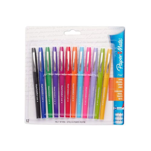 Paper Mate® Flair® Felt-Tip Pens, Medium Point, Assorted, 12/pk Porous-Point