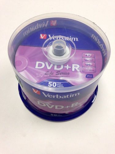Verbatim 95037 DVD+R, 16x Speed, 4.7GB, Branded, Write Once, 50/Spindle Pack