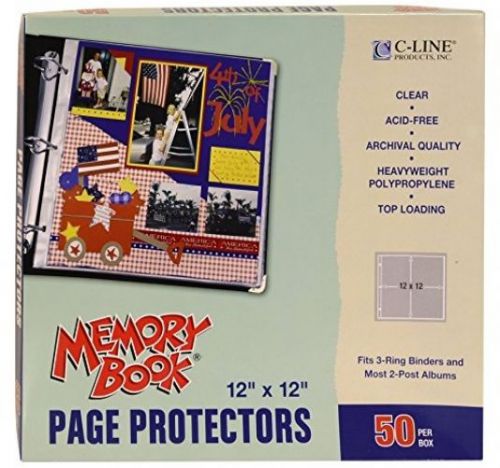 C-line memory book 12 x 12 inch scrapbook page protectors, clear poly, top 50 for sale