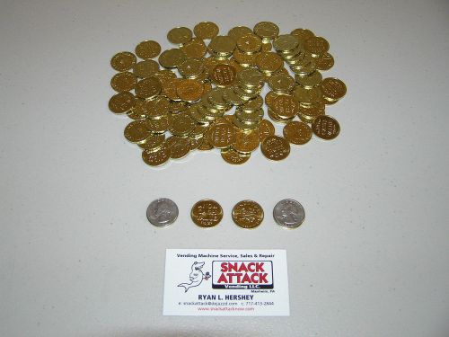 (100) Amusement Vending Machine TOKENS or COINS - Gold Plated / Free Ship!