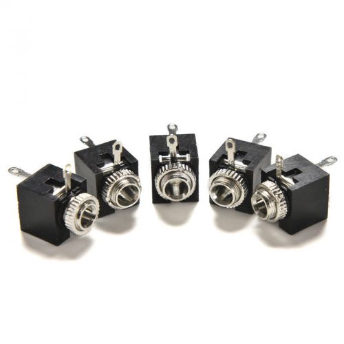 5 Pcs PCB Panel Mount 3.5mm Female Earphone Jack Socket Connectors Black S