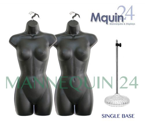 2 pcs BLACK FEMALE MANNEQUINS +1 TABLE TOP STAND +2 HANGERS WOMAN CLOTHING FORMS