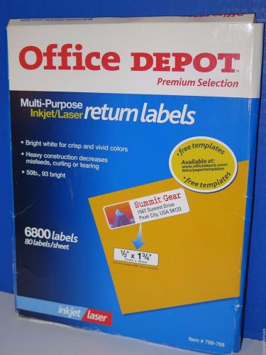 NEW Office Depot Bright White Multi Purpose Return Labels Laser 6800 Labels