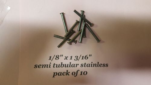 10 pack of Semi Tubular Stainless RIVETS  1/8&#034; x 1 3/16&#034; antique slot machine