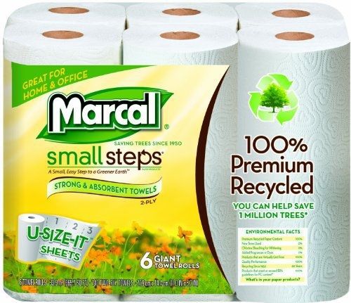 Marcal 6183 Small Steps U Size It Giant Paper Towel Roll, 2-Ply 100% Premium