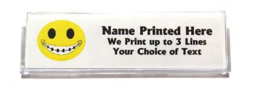 Smiley with Braces Custom Name Tag Badge ID Pin Magnet for Orthodontist Staff