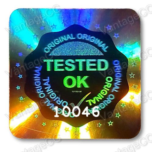 980x LARGE TESTED OK Security Hologram Stickers, 20mm Square Labels, QC Checked