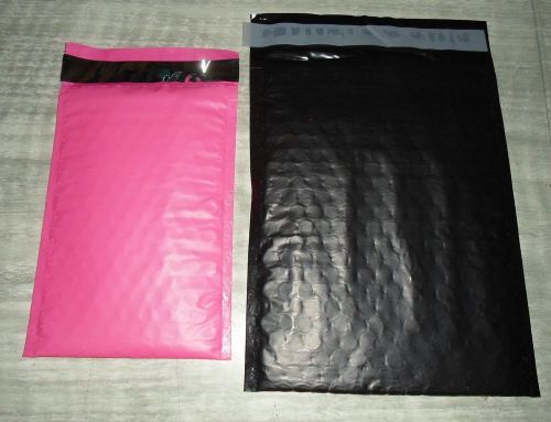 60 ~ 5X7 6.5X10 BLACK + PINK  BUBBLE MAILERS