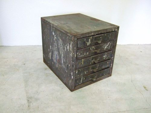 Vtg 5 Drawer Metal Parts Storage Bin Industrial Cabinet Organize steampunk steel