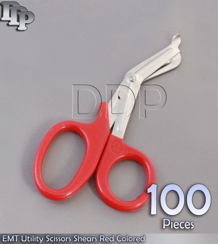 100 Pieces EMT Utility Scissors Shears 7.5&#034; Red Colored