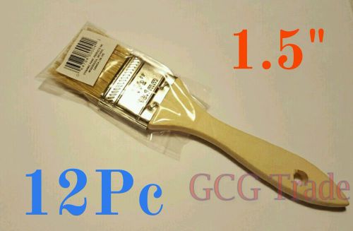 12 of 1.5 Inch Chip Brushes Brush 100% Pure Bristle Adhesives Paint Touchups