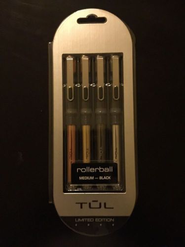 4 Tul Rollerball Limited Edition Rose Gold Black Ink Pens 0.7mm Medium  P