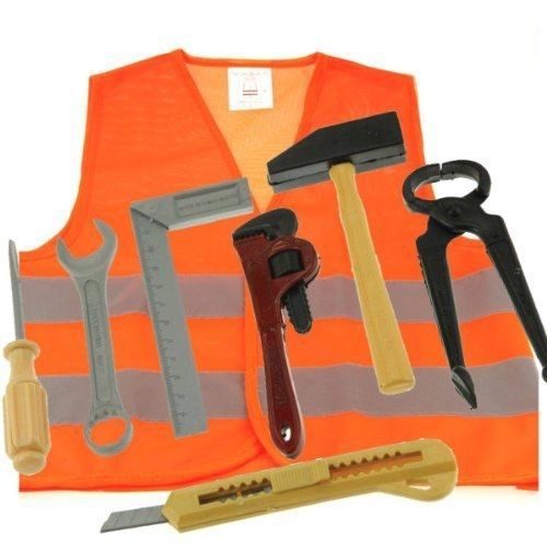 Yabber toy tool set - plus large orange reflective safety vest for sale