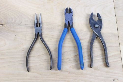 3 pliers set wire cutter, long nose pliers,  slip joint pliers for sale