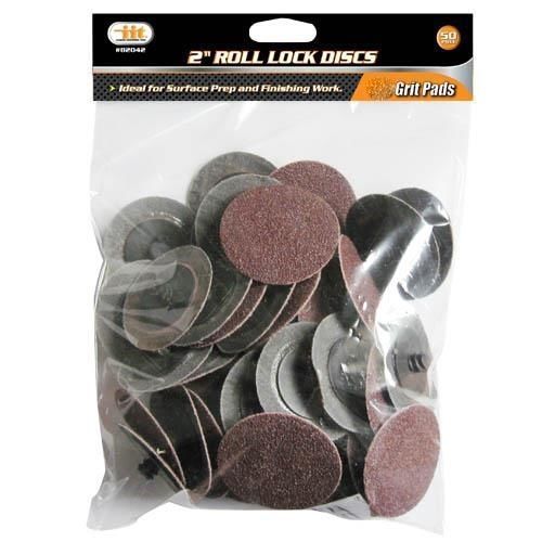 IIT 50pc 120 Grit 2&#034; Type R Roll Lock Discs Pads Mandrel Sanding Roloc 82041