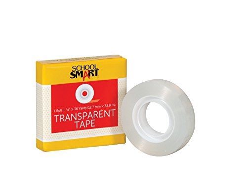 School Smart Transparent Tape with 1 inch Core - 1/2 inch x 36 yards - Pack of