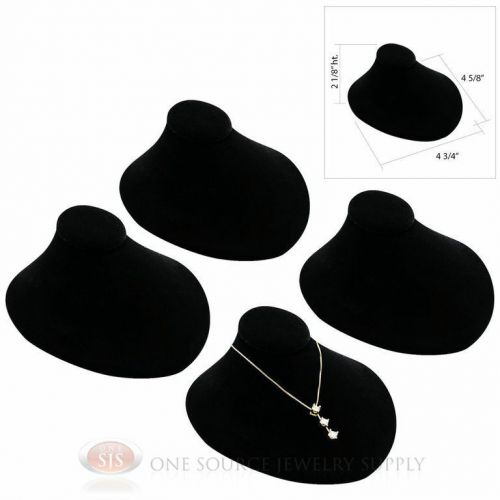 (4) Black Velvet Lay-Down Necklace Neckform Jewelry Bust 4 3/4&#034;W x 4 5/8&#034;D