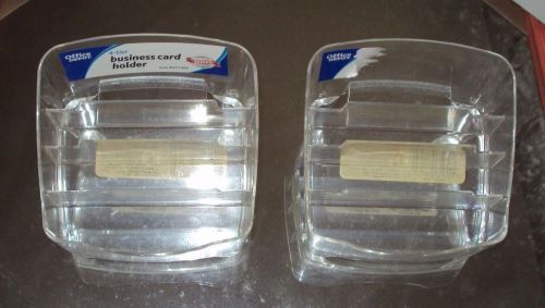 OFFICE DEPOT TWO 4-tier/pocket Clear Acrylic Business Card Holders -NEW