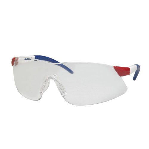 Safety glasses erb striker red white and blue clear lens ansi uv st15427 for sale