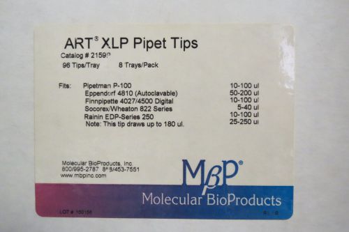 Molecular mbp art xlp pipet tips 100ul # 2159p qty 596 for sale