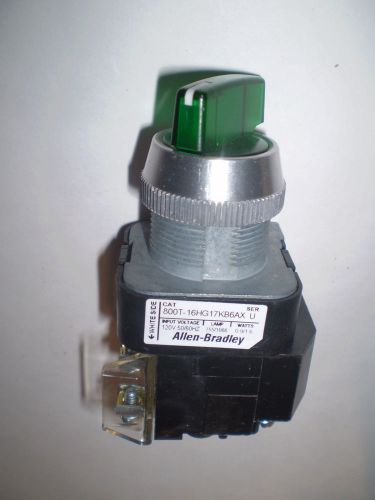 Allen bradley 800t-16hg17kb6ax selector switch 2 pos illuminated green 120v $192 for sale