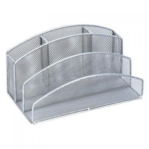 RamBue, Mesh Pencil Caddy and Letter Organizer (Silver )