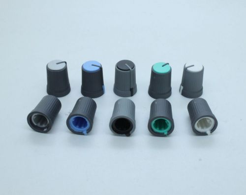 20 x Plastic Control Knob Insert Type 12mmDx17mmH 6mm D Shaft - Various Colors