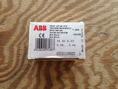 ABB T6DU0.43 MINI THERMAL OVER LOAD RELAY 0.26-0.4A B SERIES *NEW IN BOX!*