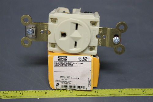 NEW HUBBELL HBL SINGLE RECEPTACLE, IVORY 5661I (S17-3-104A)