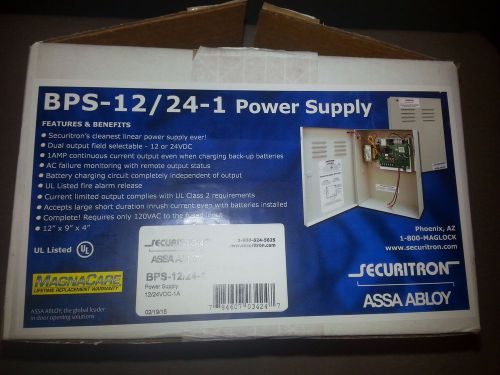 SECURITRON BPS-12/24-1 POWER SUPPLY 120 VAC 1 AMP 12 24VDC. New in box.