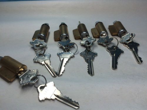 Alarm Lock Set of 6 KIL Cylinders 5-26D 1-Shiny Brass with 2 Keys Each