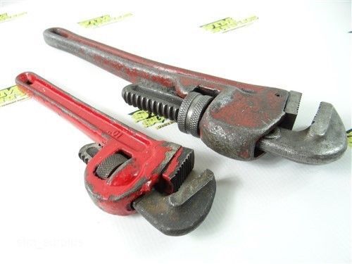 Nice set of pipe wrenches by servess 10&#034; and 14&#034; for sale