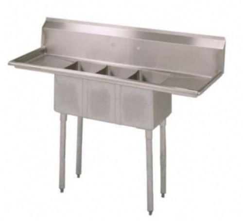 Commercial (3) Three Compartment Stainless Steel Sink 60.5 in.W x 19.8 in.  New