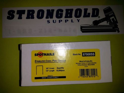 87008SS Upholstery 3/8&#034; X 1/2&#034; STAINLESS   STAPLES  10,000 Pack