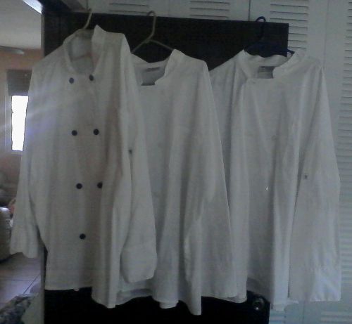 3 Uncommon Threads White Chef Coat Long Sleeve 8 Buttons. Size 4XL