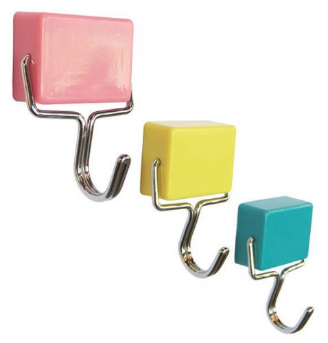 Totalelement all-purpose magnetic hooks, pastel pink, yellow, blue, 3-pack for sale